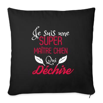 Super Maître Chien qui Déchire - Housse de coussin décorative 45 x 45 cm - noir - Devant