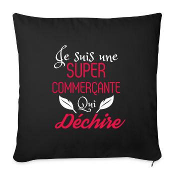 Super commerçante qui déchire - Housse de coussin décorative 45 x 45 cm - noir - Devant
