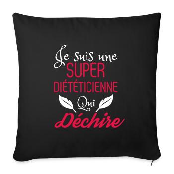 Super diététicienne qui déchire - Housse de coussin décorative 45 x 45 cm - noir - Devant