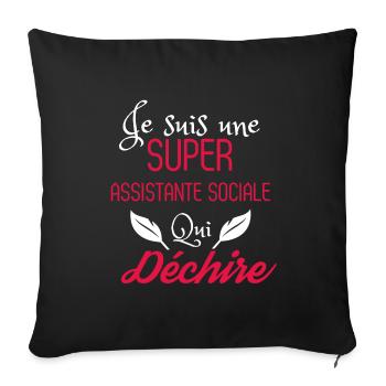 Super assistante sociale qui déchire - Housse de coussin décorative 45 x 45 cm - noir - Devant