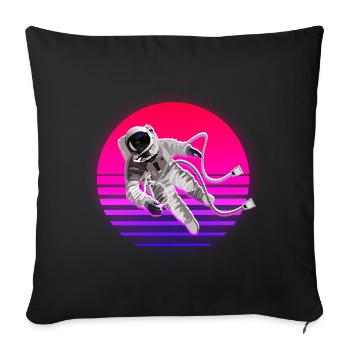 Espace Rétro Soleil Astronaute Espace - Housse de coussin décorative 45 x 45 cm - noir - Devant
