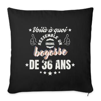 Teeshirt Bogosse de 36 ans humour - Housse de coussin décorative 45 x 45 cm - noir - Devant
