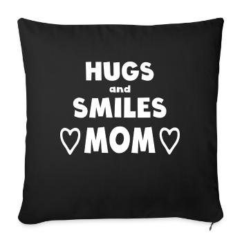 Câlins et sourires. Maman - Housse de coussin décorative 45 x 45 cm - noir - Devant
