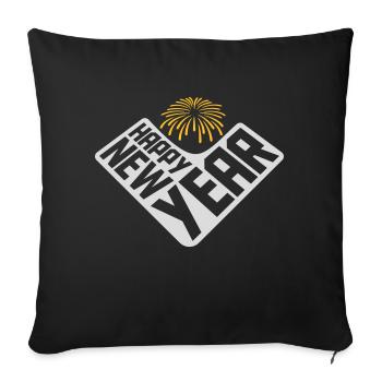Citation Bonne année - Housse de coussin décorative 45 x 45 cm - noir - Devant