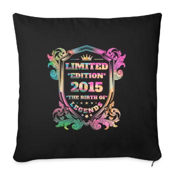 2015 Geburtstag Jahrgang Vintage Regenbogenfarben - Sofakissenbezug 45 x 45 cm - Schwarz - Vorne