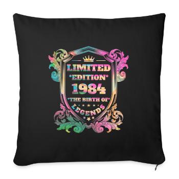 1984 Anniversaire vintage couleurs arc-en-ciel - Housse de coussin décorative 45 x 45 cm - noir - Devant