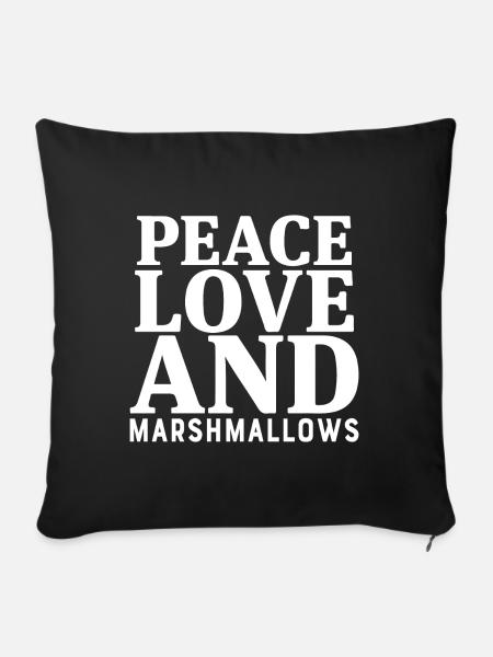 Peace Love And Marshmallows - Sofakissenbezug 45 x 45 cm - Schwarz