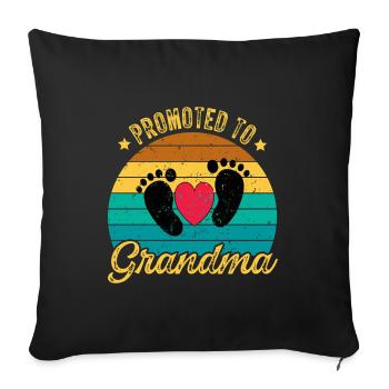 Promoted to Grandma - Befördert zur Oma Retro - Sofakissenbezug 45 x 45 cm - Schwarz - Vorne