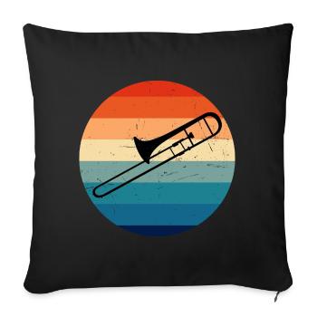 Trombone Brass Tromboniste Jazz Femmes - Housse de coussin décorative 45 x 45 cm - noir - Devant