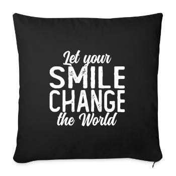 Let your smile change the world block colored - Sofa pillowcase 17,3'' x 17,3'' (45 x 45 cm) - black - Front