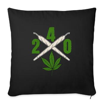 240 Cannabis Green Shirt pour les personnes - Housse de coussin décorative 45 x 45 cm - noir - Devant
