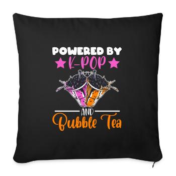 Powered By K-pop And Bubble Tea Simple Music Top - Sofakissenbezug 45 x 45 cm - Schwarz - Vorne