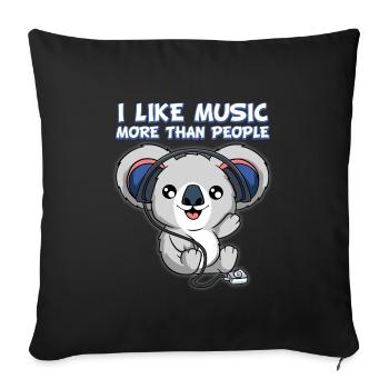 Nature Animals Headphones Sounds Music Collection - Sofa pillowcase 17,3'' x 17,3'' (45 x 45 cm) - black - Front