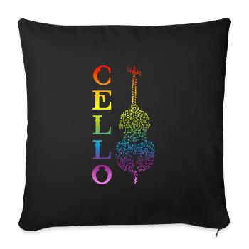 Musical Tee For Musicians "Cello Notes" T-shirt - Sofakissenbezug 45 x 45 cm - Schwarz - Vorne