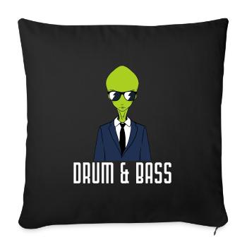 Drumming Shirt For Drummers "Drum & Bass Aliens" - Housse de coussin décorative 45 x 45 cm - noir - Devant