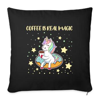 Awesome Coffee Unicorn Coffee Is Real Magic - Sofakissenbezug 45 x 45 cm - Schwarz - Vorne