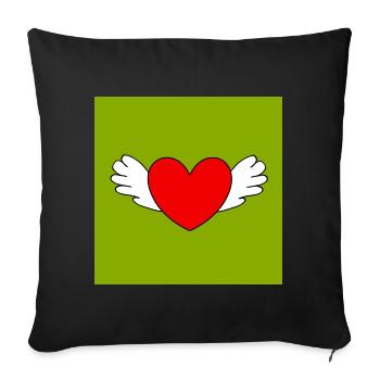 red heart red green - Sofa pillowcase 17,3'' x 17,3'' (45 x 45 cm) - black - Front
