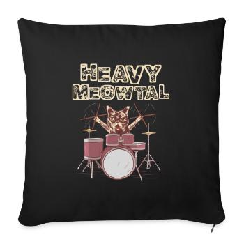 Drumming Shirt For Drummers "Heavy Meowtal" - Housse de coussin décorative 45 x 45 cm - noir - Devant