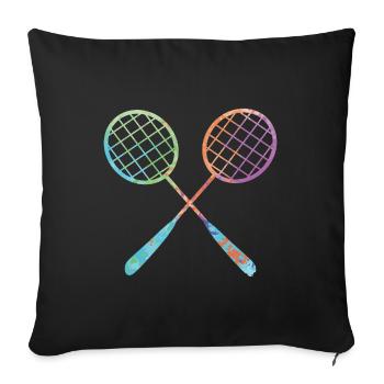 Badminton Player Graphics Filles Badminton - Housse de coussin décorative 45 x 45 cm - noir - Devant