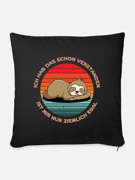 Faultier - lustiger Spruch - Sofakissenbezug 45 x 45 cm - Schwarz