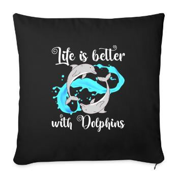 Sea Creatures Ocean Sea Swim Deep Sea T-shirt - Sofa pillowcase 17,3'' x 17,3'' (45 x 45 cm) - black - Front