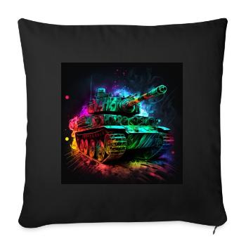 Kampfpanzer im Neonlicht, stark und robust - Sofakissenbezug 45 x 45 cm - Schwarz - Vorne