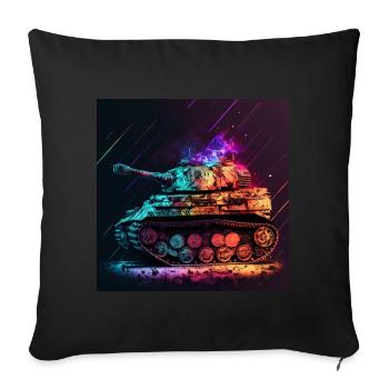 Kampfpanzer im coolen Neonfarben - Sofakissenbezug 45 x 45 cm - Schwarz - Vorne