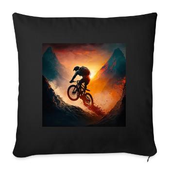 Sunset mountain bikers painted in the mountains - Sofa pillowcase 17,3'' x 17,3'' (45 x 45 cm) - black - Front