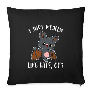 Spooky Creepy Bat Halloween T-shirt effrayant - Housse de coussin décorative 45 x 45 cm - noir - Devant