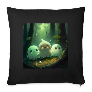 Cute ghosts in a forest - Sofa pillowcase 17,3'' x 17,3'' (45 x 45 cm) - black - Front