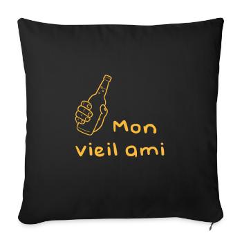 Alcool mon vieil ami humour - Housse de coussin décorative 45 x 45 cm - noir - Devant