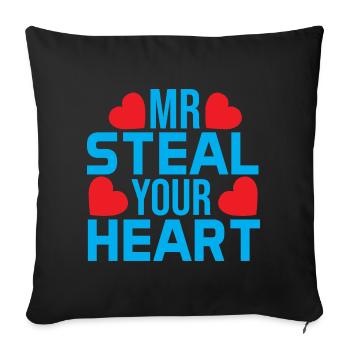 Love Message with Colored Hearts - Sofa pillowcase 17,3'' x 17,3'' (45 x 45 cm) - black - Front
