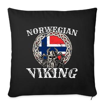 Viking norvégien Drapeau de la Norvège Proud Viking - Housse de coussin décorative 45 x 45 cm - noir - Devant