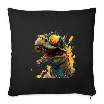 Dinosaure cool avec des lunettes de soleil - Housse de coussin décorative 45 x 45 cm - noir - Devant