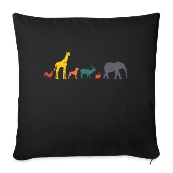 Ligne animale poulet girafe chien cerf cygne - Housse de coussin décorative 45 x 45 cm - noir - Devant