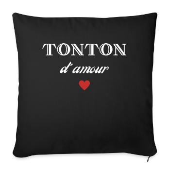 tonton d'amour - Housse de coussin décorative 45 x 45 cm - noir - Devant