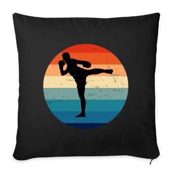 Boxe Thaïlandaise Hommes Boxeur Thaïlandais Femmes Thaibox - Housse de coussin décorative 45 x 45 cm - noir - Devant