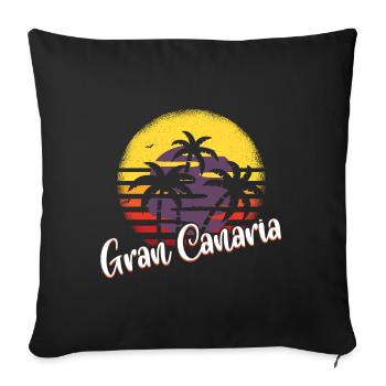 "Gran Canaria Island Spain" T-shirt Design Sun - Housse de coussin décorative 45 x 45 cm - noir - Devant