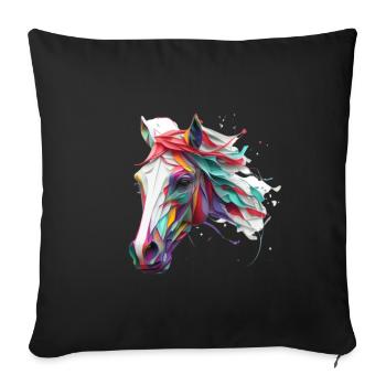 Horsehead mosaic - Sofa pillowcase 17,3'' x 17,3'' (45 x 45 cm) - black - Front