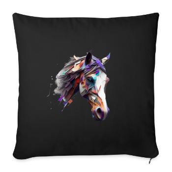Dessin en mosaïque de la tête du cheval - Housse de coussin décorative 45 x 45 cm - noir - Devant