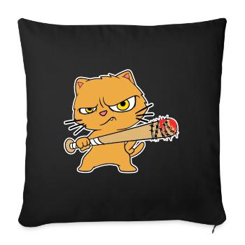 Batte de baseball mignon félin Feral Meow animaux - Housse de coussin décorative 45 x 45 cm - noir - Devant