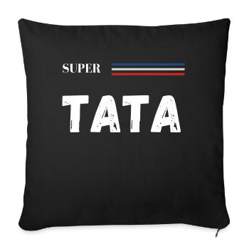 super tata - t-shirt assorti - Housse de coussin décorative 45 x 45 cm - noir - Devant