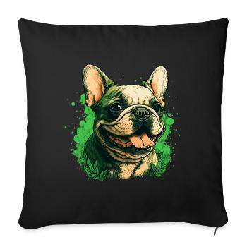 Französische Bulldogge - Sofakissenbezug 45 x 45 cm - Schwarz - Vorne