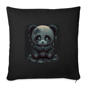Panda triste mignon - Housse de coussin décorative 45 x 45 cm - noir - Devant