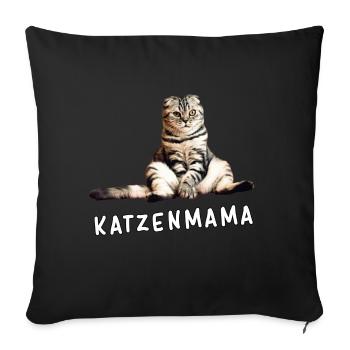 Katze – Katzenmama - Sofakissenbezug 45 x 45 cm - Schwarz - Vorne