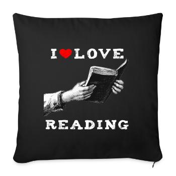 I love reading - Sofa pillowcase 17,3'' x 17,3'' (45 x 45 cm) - black - Front