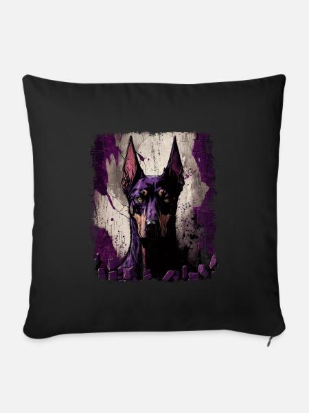 Dark Doberman Love - Sofakissenbezug 45 x 45 cm - Schwarz
