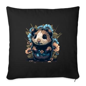 Lustiges Meerschweinchen - Sofakissenbezug 45 x 45 cm - Schwarz - Vorne