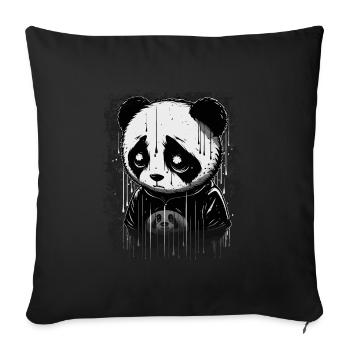 Panda triste mignon - Housse de coussin décorative 45 x 45 cm - noir - Devant