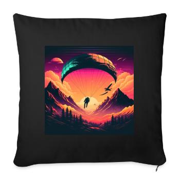 beautiful and creative paragliding motif vaporwave - Sofa pillowcase 17,3'' x 17,3'' (45 x 45 cm) - black - Front
